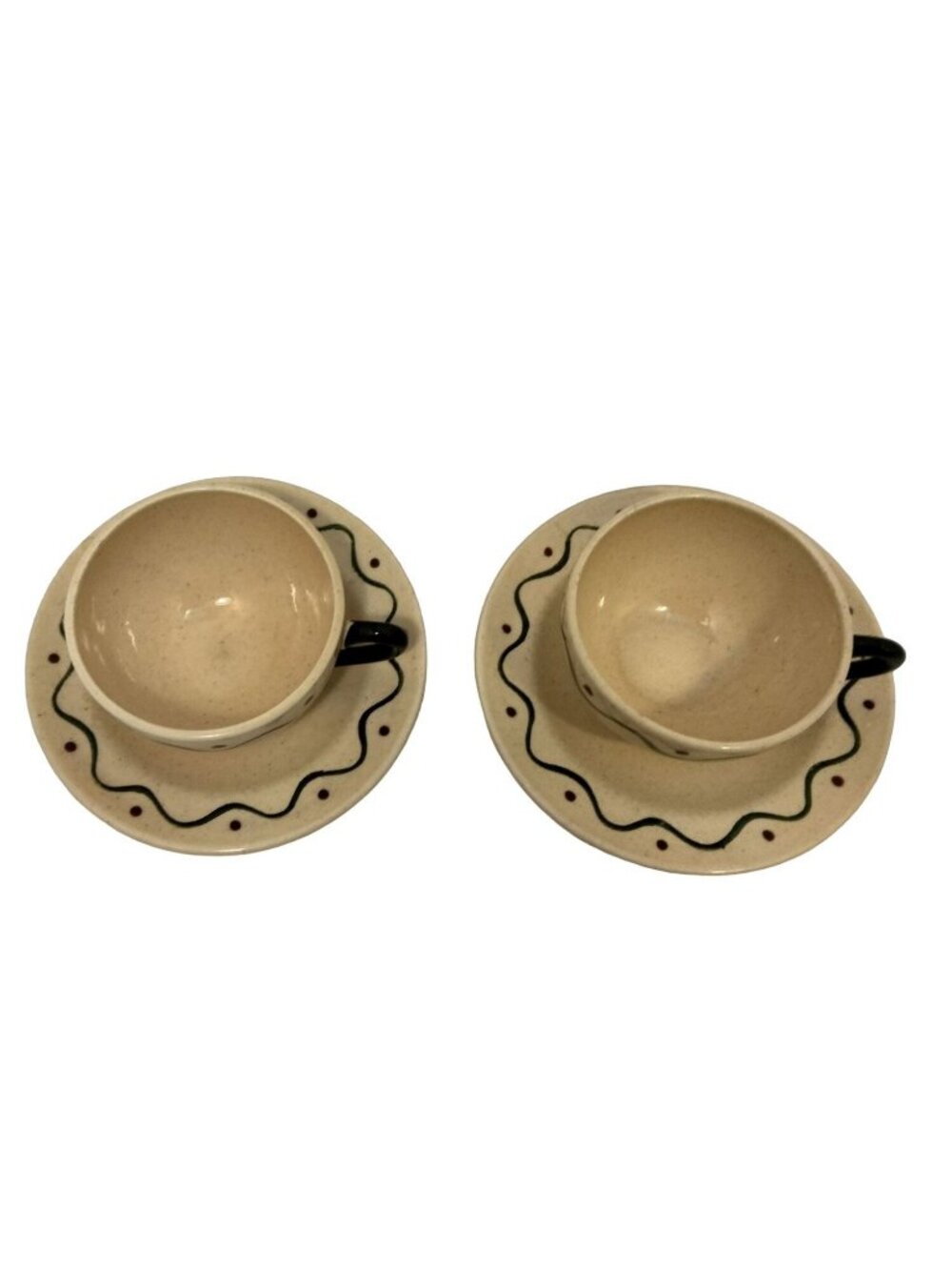 Metlox Poppytrail Green Rooster Tea Cup Saucer Lot 4 Sets California Pottery - Picture 6 of 15